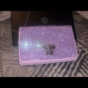 Versace crystal shoes and purse